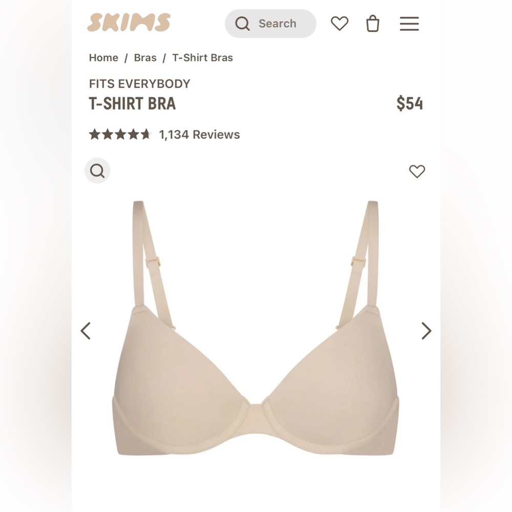 SKIMS T-Shirt Bra size 38C , Sand color *NWT*